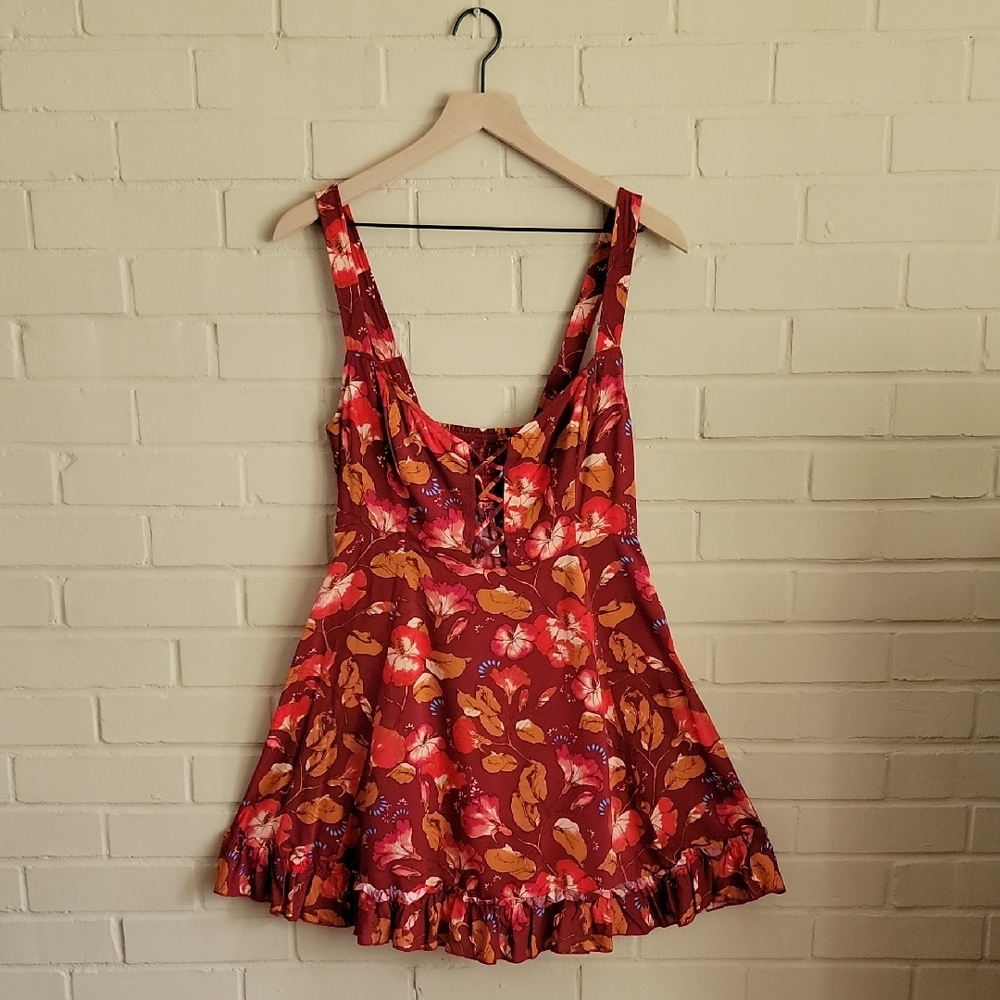 NWT Free People Intimately Lattice Lovers Sleeveless Mini Babydoll Sundress Sz S